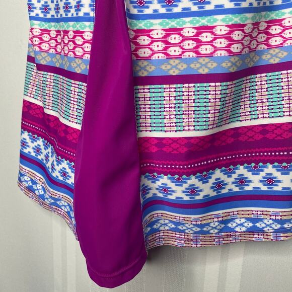 Tropical Escape Striped Tankini Swim Tie Tank Top Purple Size 8 Bathing Suit - Picture 5 of 6